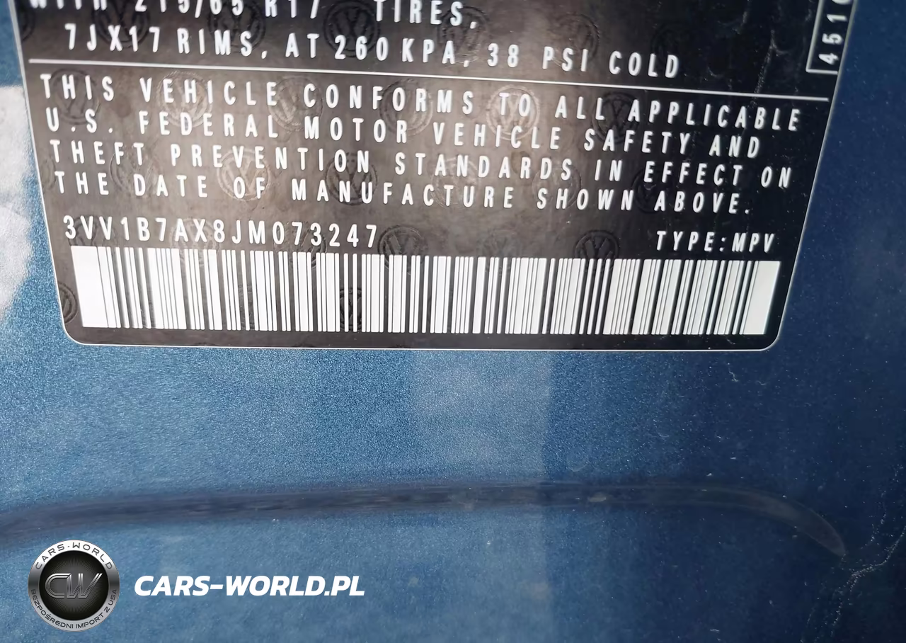 2018 Volkswagen Tiguan 2.0T S VIN:3VV1B7AX8JM073247 - 9