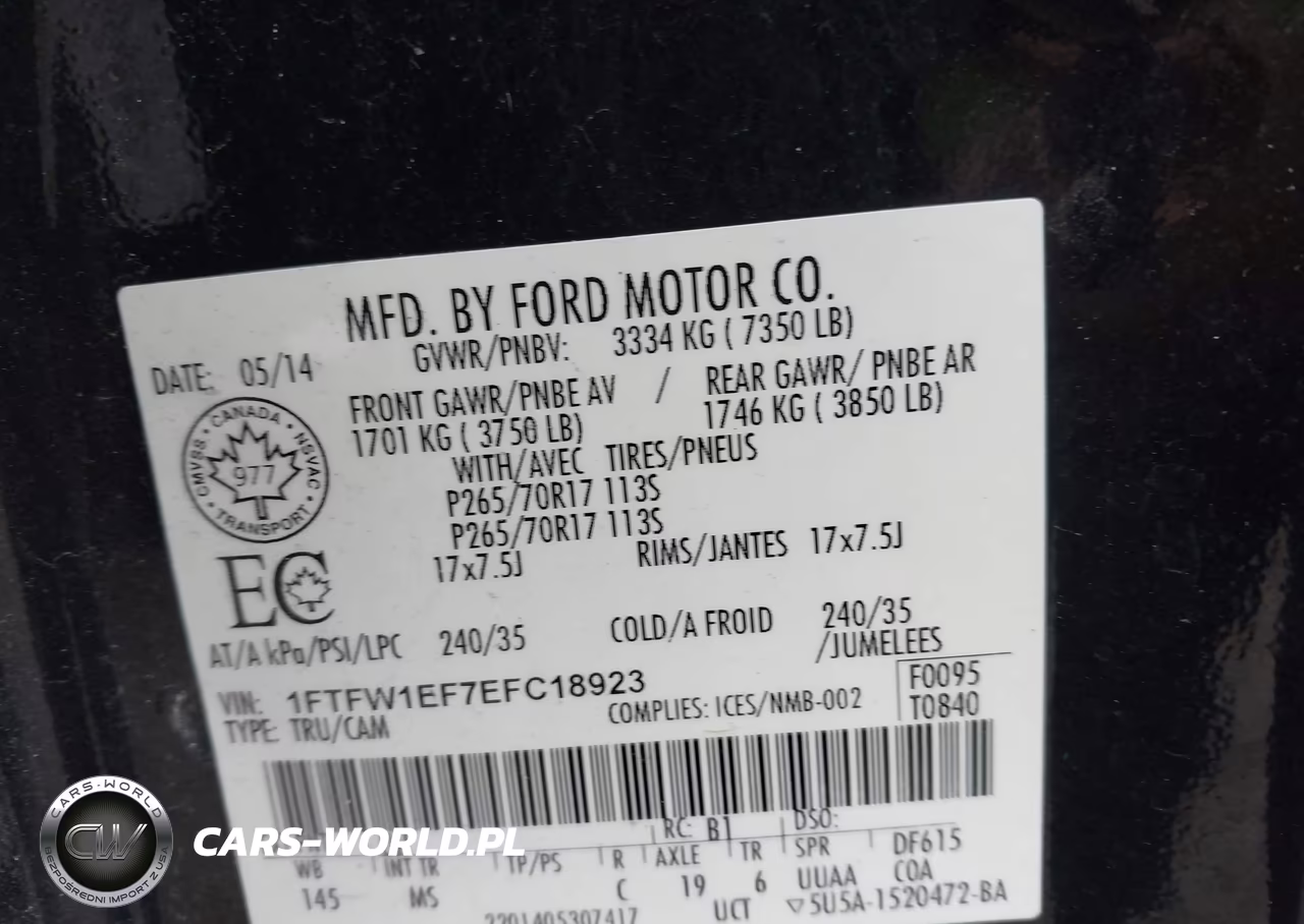 2014 Ford F-150 Xlt VIN:1FTFW1EF7EFC18923 - 9