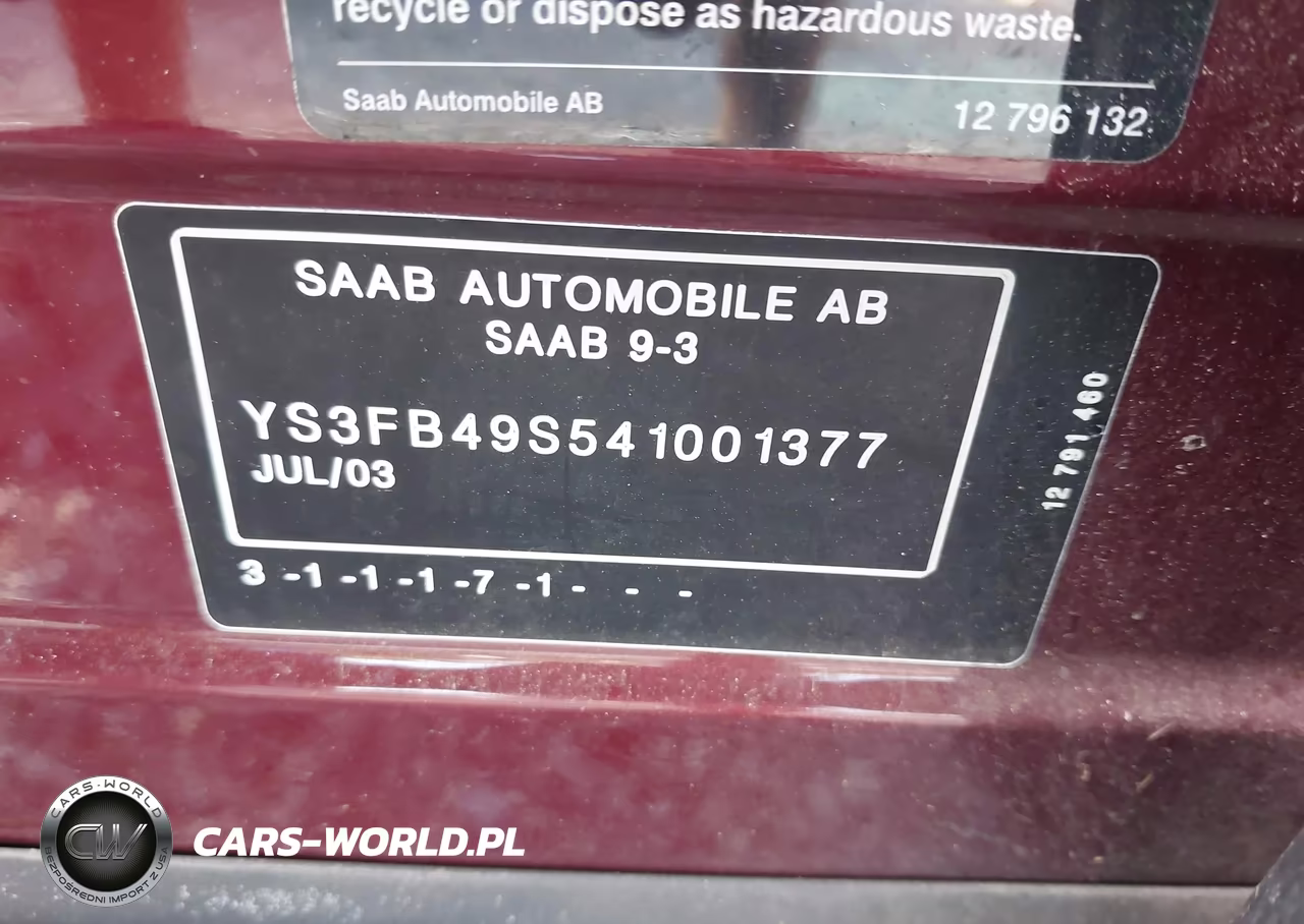 2004 Saab 9-3 Linear VIN:YS3FB49S541001377 - 9