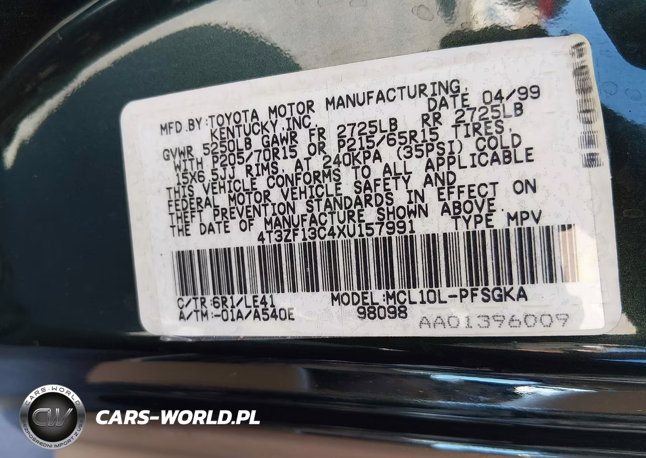 1999 Toyota Sienna Xle VIN:4T3ZF13C4XU157991 - 9