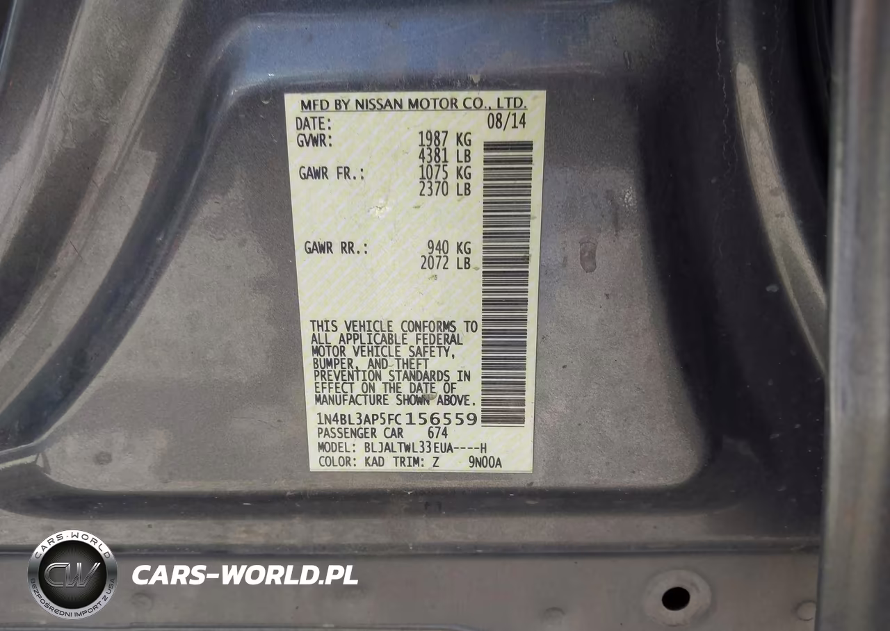 2015 Nissan Altima 3.5 Sl VIN:1N4BL3AP5FC156559 - 9