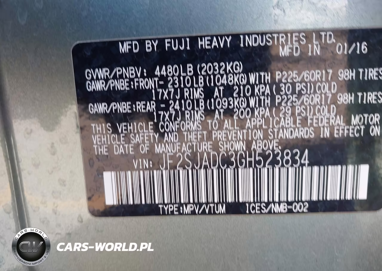 2016 Subaru Forester 2.5I Premium VIN:JF2SJADC3GH523834 - 9