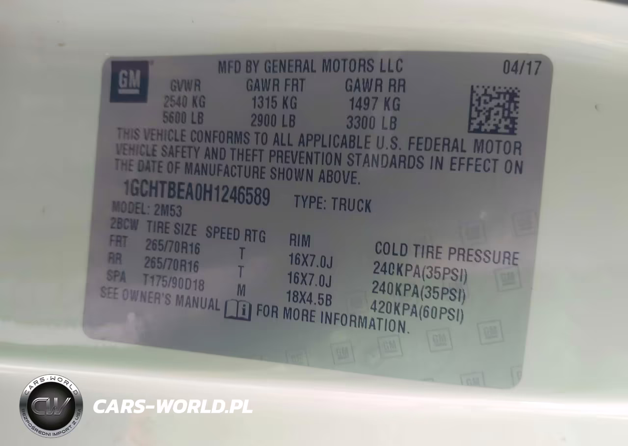 2017 Chevrolet Colorado Wt VIN:1GCHTBEA0H1246589 - 9