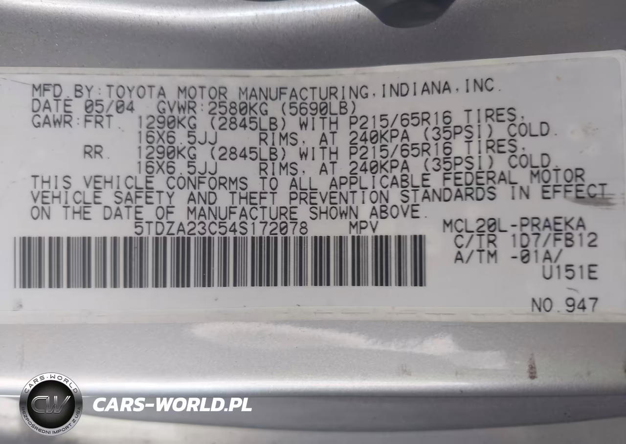 2004 Toyota Sienna Le VIN:5TDZA23C54S172078 - 9