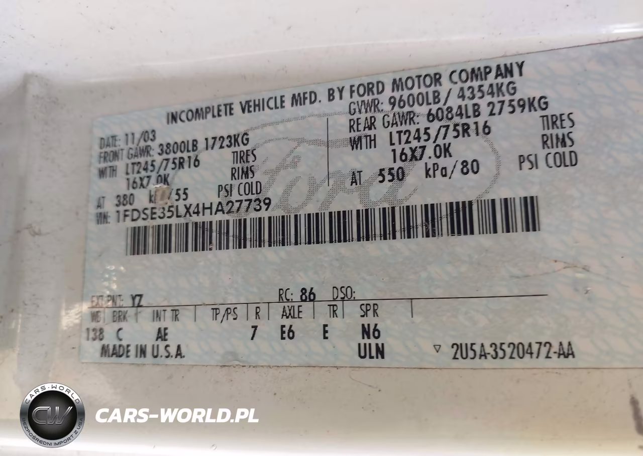 2004 Ford E-350 Cutaway Standard VIN:1FDSE35LX4HA27739 - 8