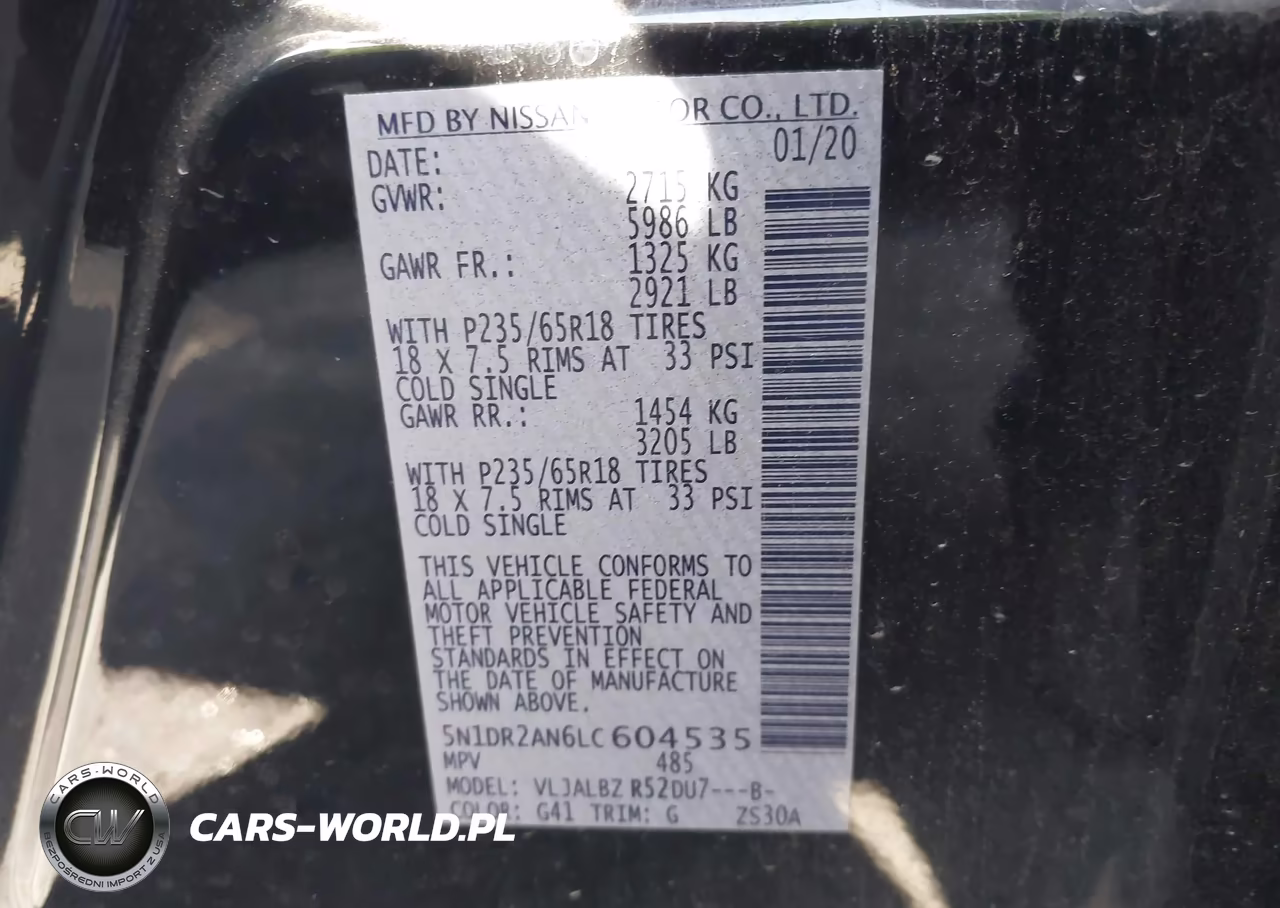 2020 Nissan Pathfinder S 2Wd VIN:5N1DR2AN6LC604535 - 9