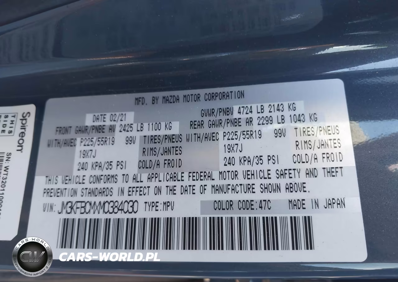 2021 Mazda Cx-5 Carbon Edition VIN:JM3KFBCMXM0384030 - 9