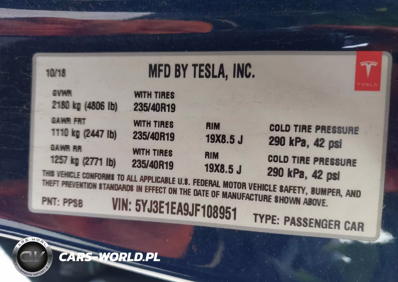 2018 Tesla Model 3 Long Range-Mid Range VIN:5YJ3E1EA9JF108951 - 9