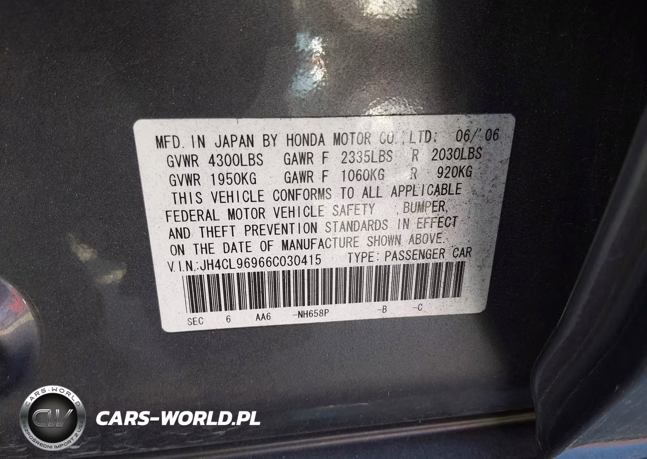 2006 Acura Tsx VIN:JH4CL96966C030415 - 9