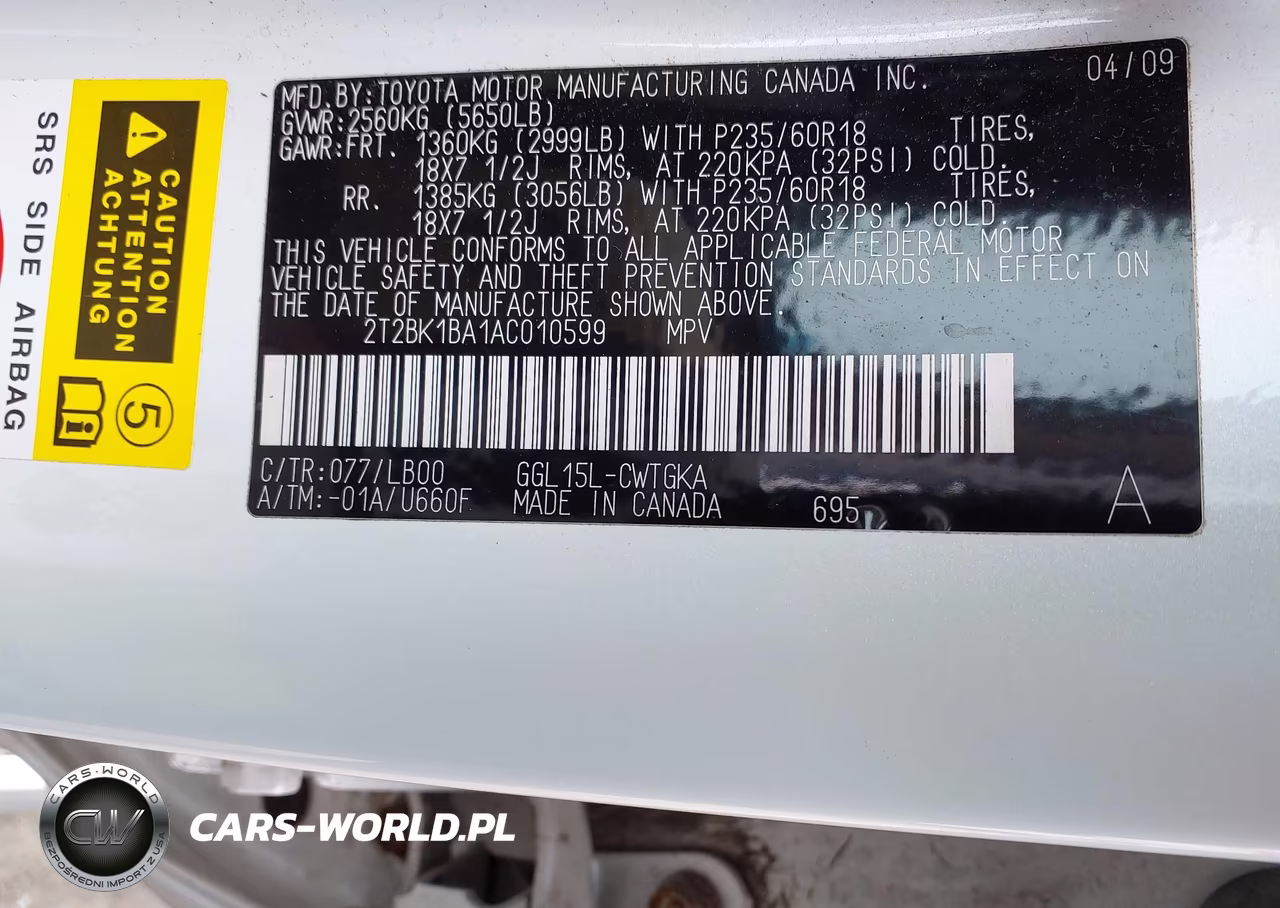 2010 Lexus Rx 350 VIN:2T2BK1BA1AC010599 - 9