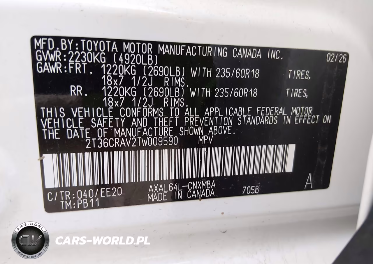 2026 Toyota Rav4 Xle Premium VIN:2T36CRAV2TW009590 - 9