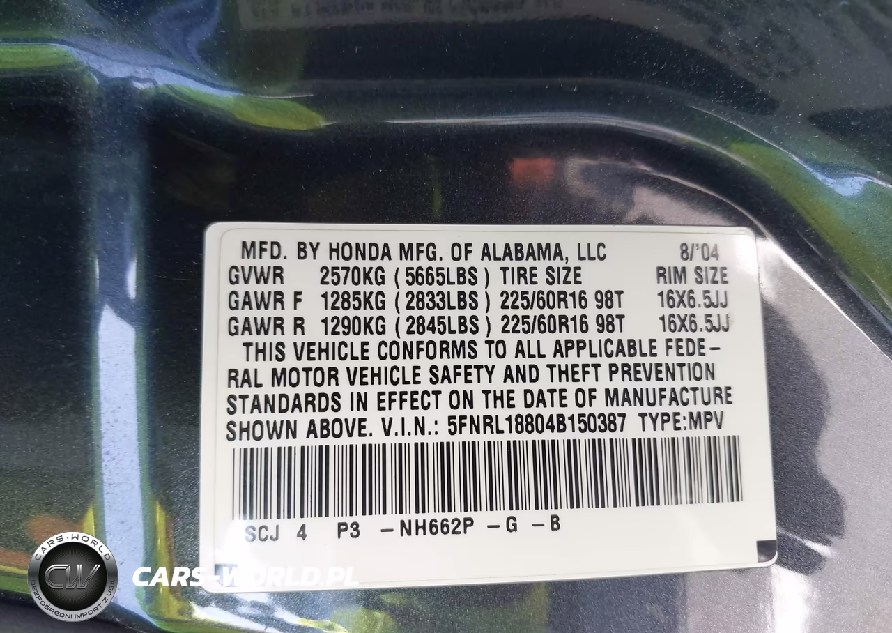 2004 Honda Odyssey Ex VIN:5FNRL18804B150387 - 12