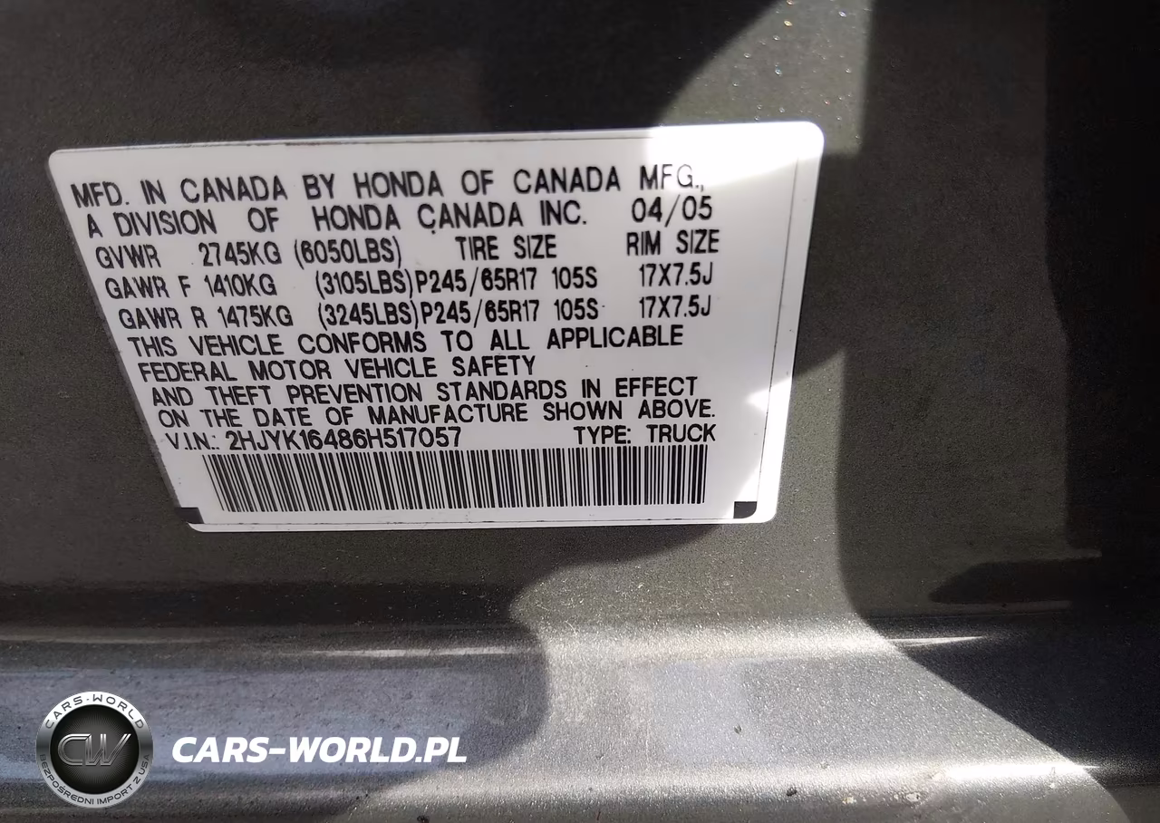 2006 Honda Ridgeline Rts VIN:2HJYK16486H517057 - 9
