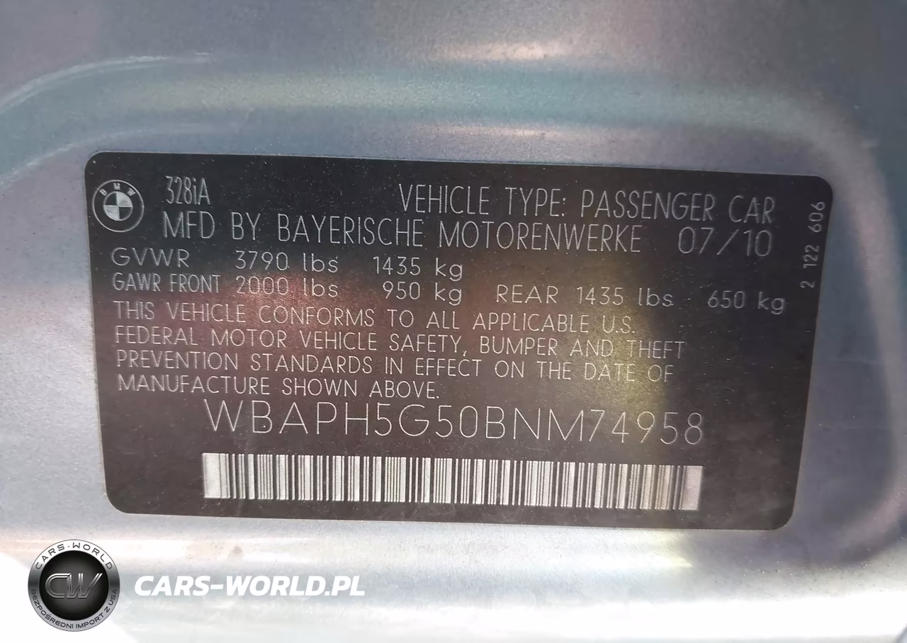 2011 BMW 328I VIN:WBAPH5G50BNM74958 - 9