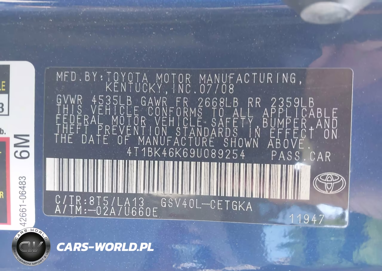 2009 Toyota Camry Xle V6 VIN:4T1BK46K69U089254 - 9