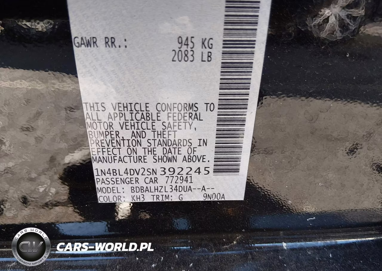 2025 Nissan Altima Sv Fwd VIN:1N4BL4DV2SN392245 - 9