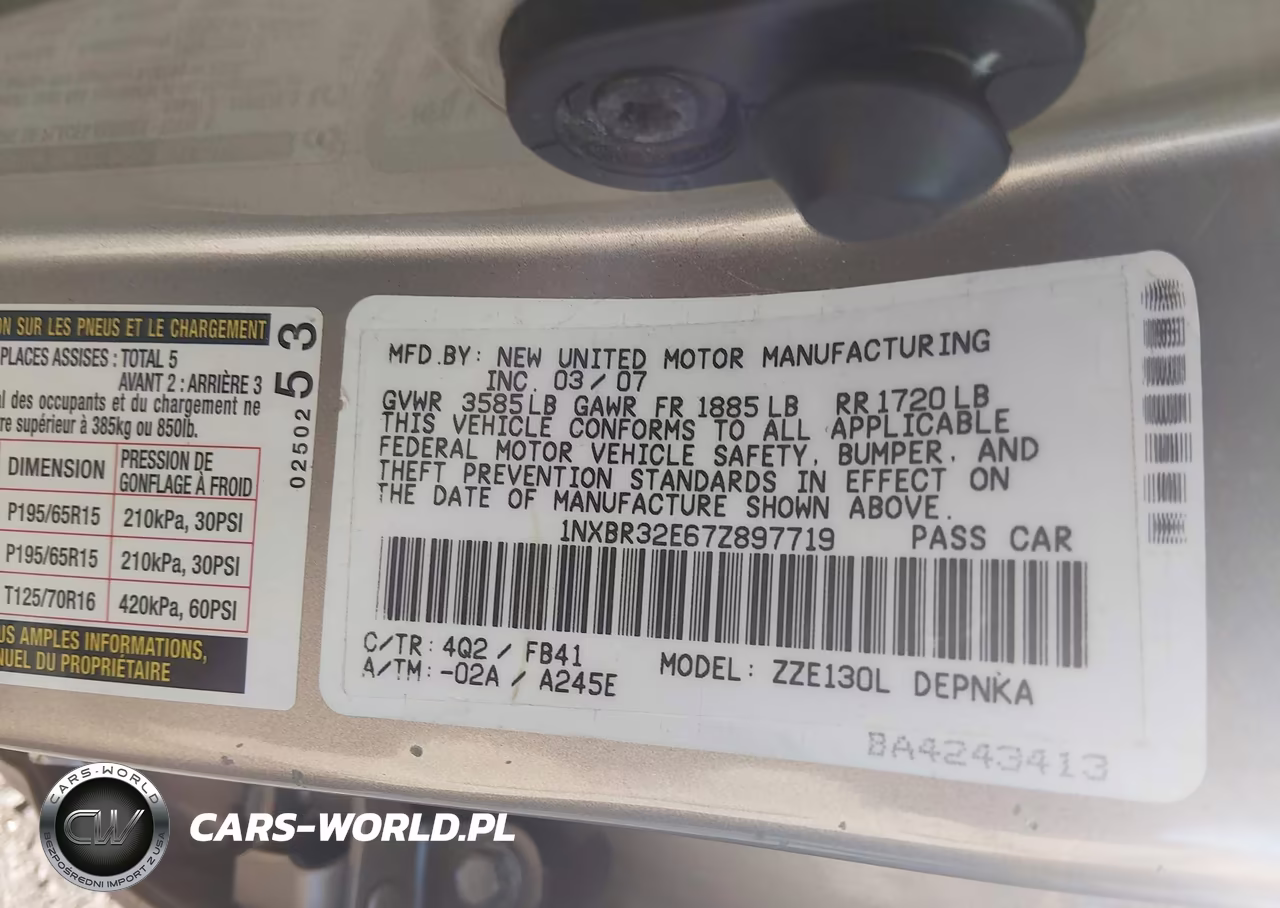 2007 Toyota Corolla Le VIN:1NXBR32E67Z897719 - 9