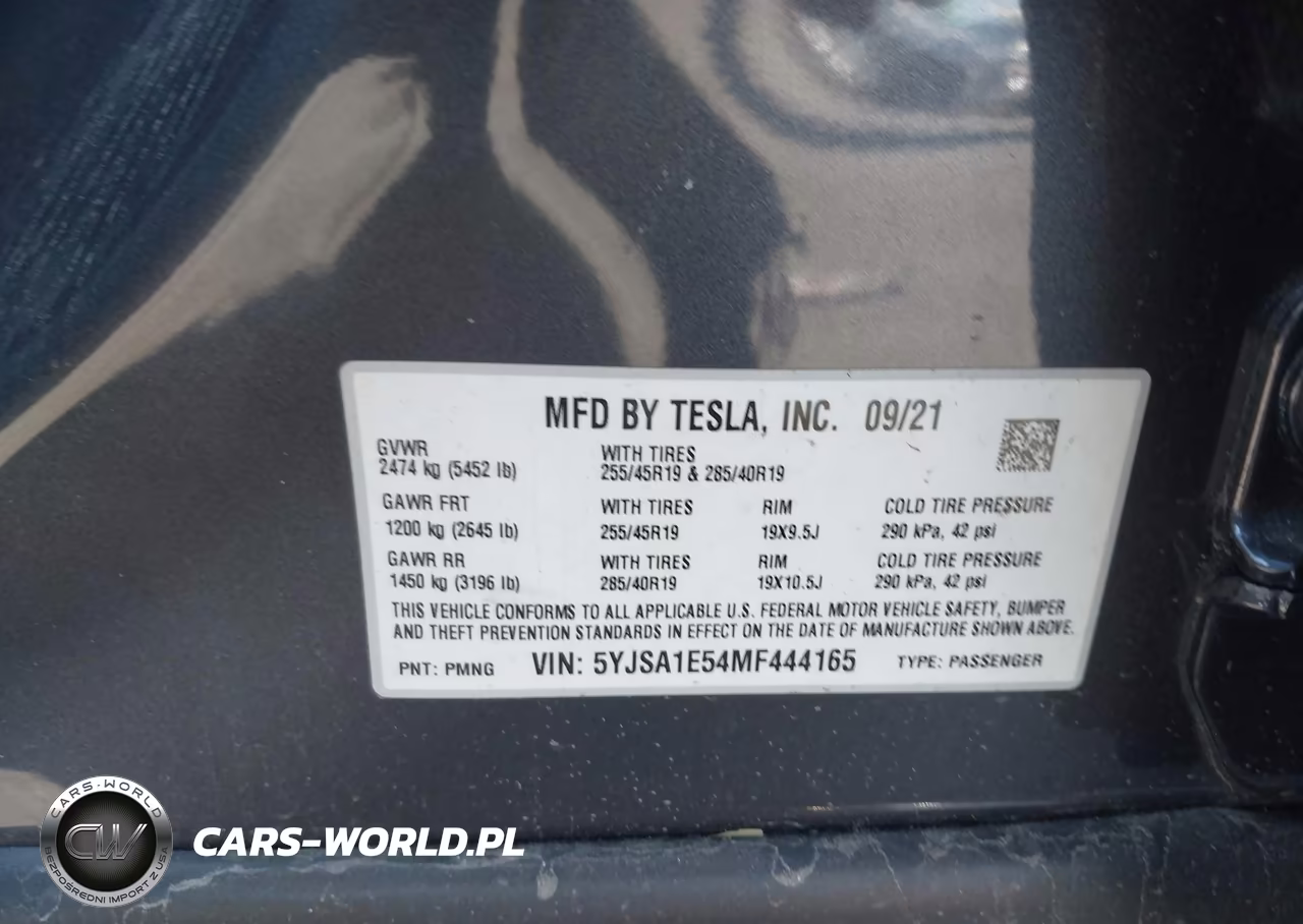2021 Tesla Model S Long Range VIN:5YJSA1E54MF444165 - 9