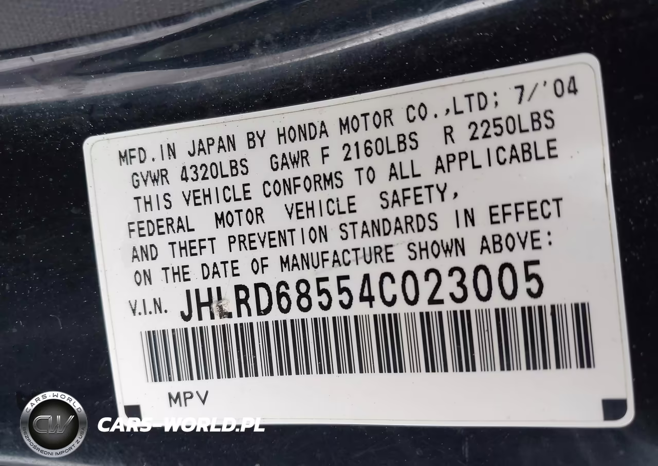 2004 Honda Cr-V Lx VIN:JHLRD68554C023005 - 9