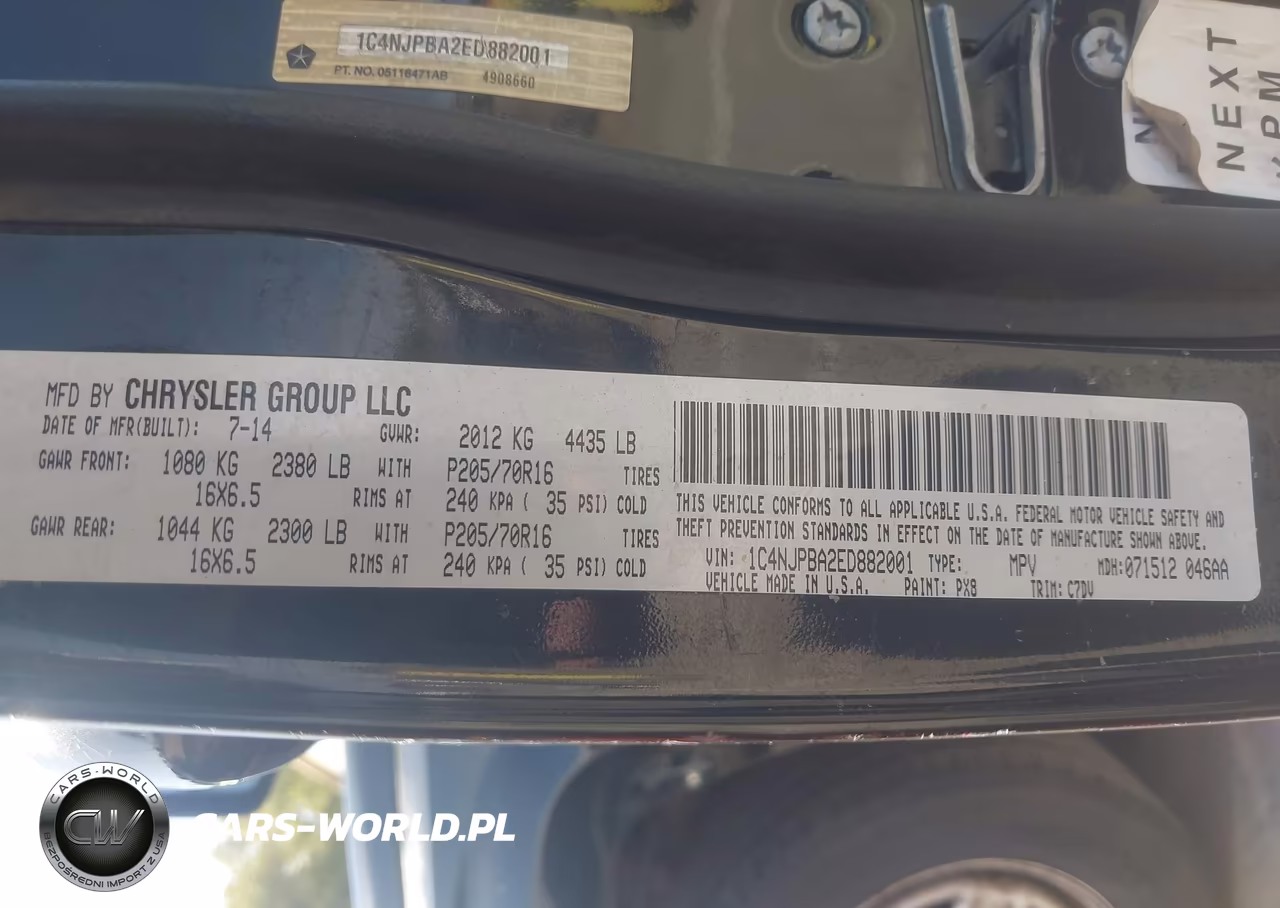 2014 Jeep Patriot Sport VIN:1C4NJPBA2ED882001 - 9