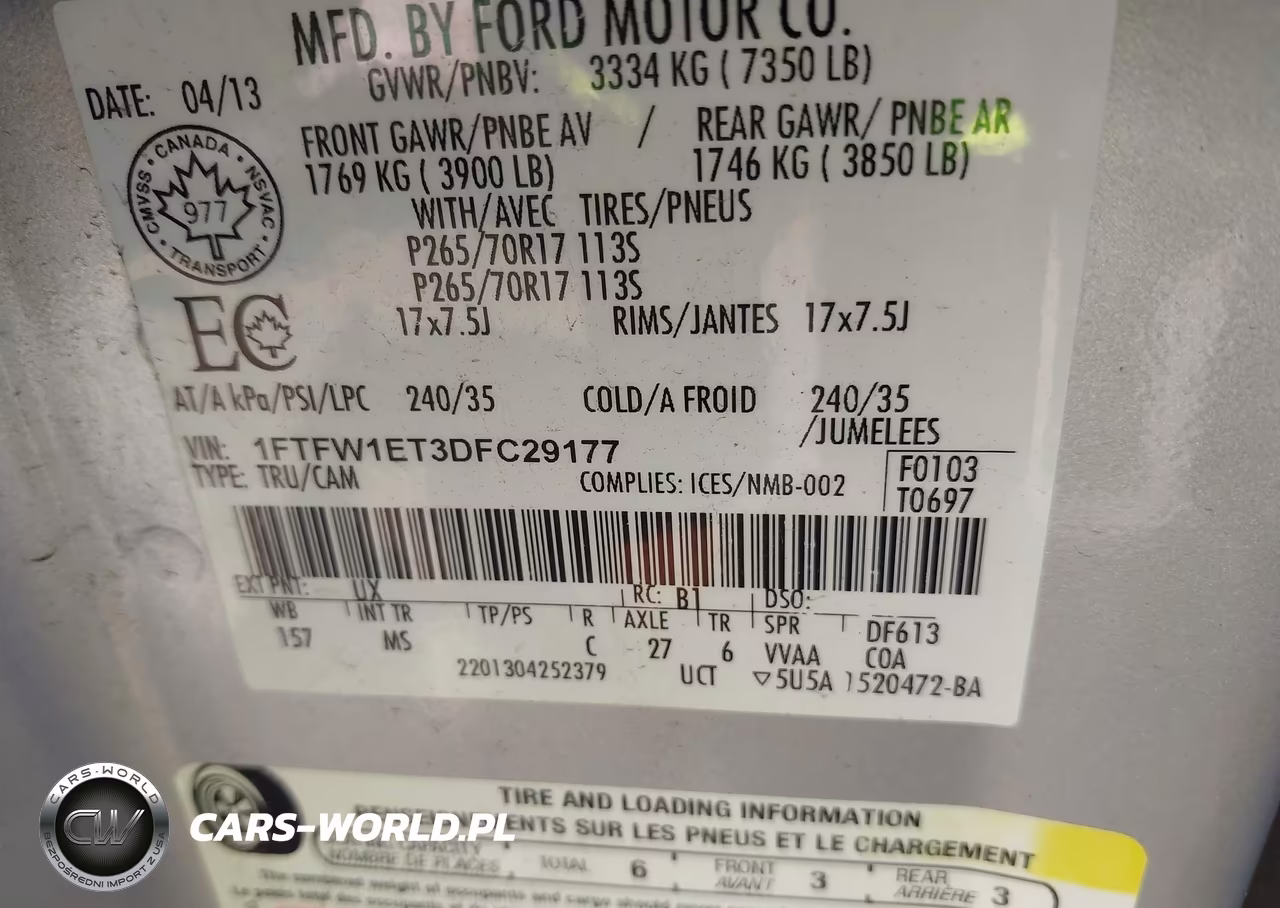 2013 Ford F-150 Xlt VIN:1FTFW1ET3DFC29177 - 9