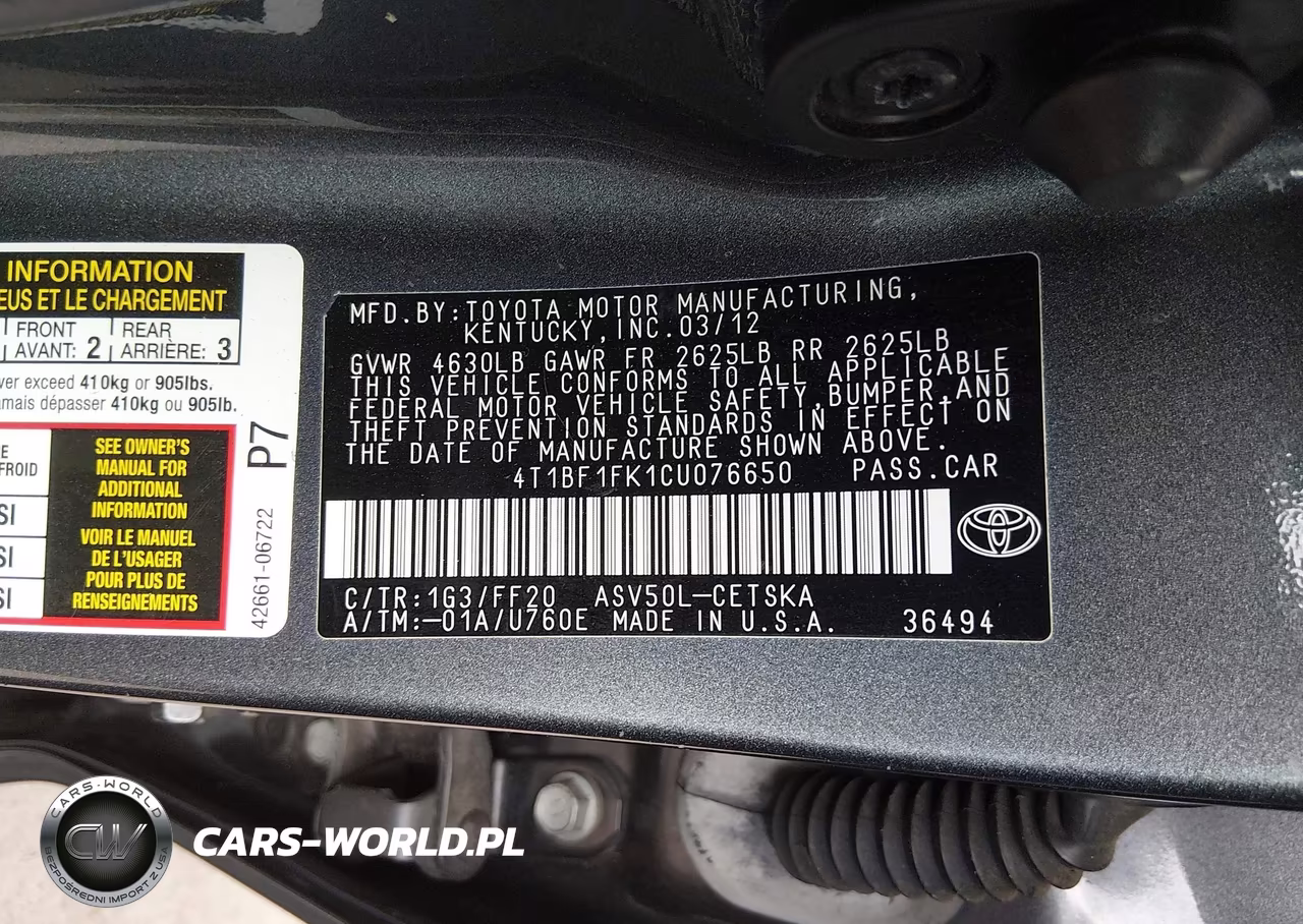 2012 Toyota Camry Se VIN:4T1BF1FK1CU076650 - 9