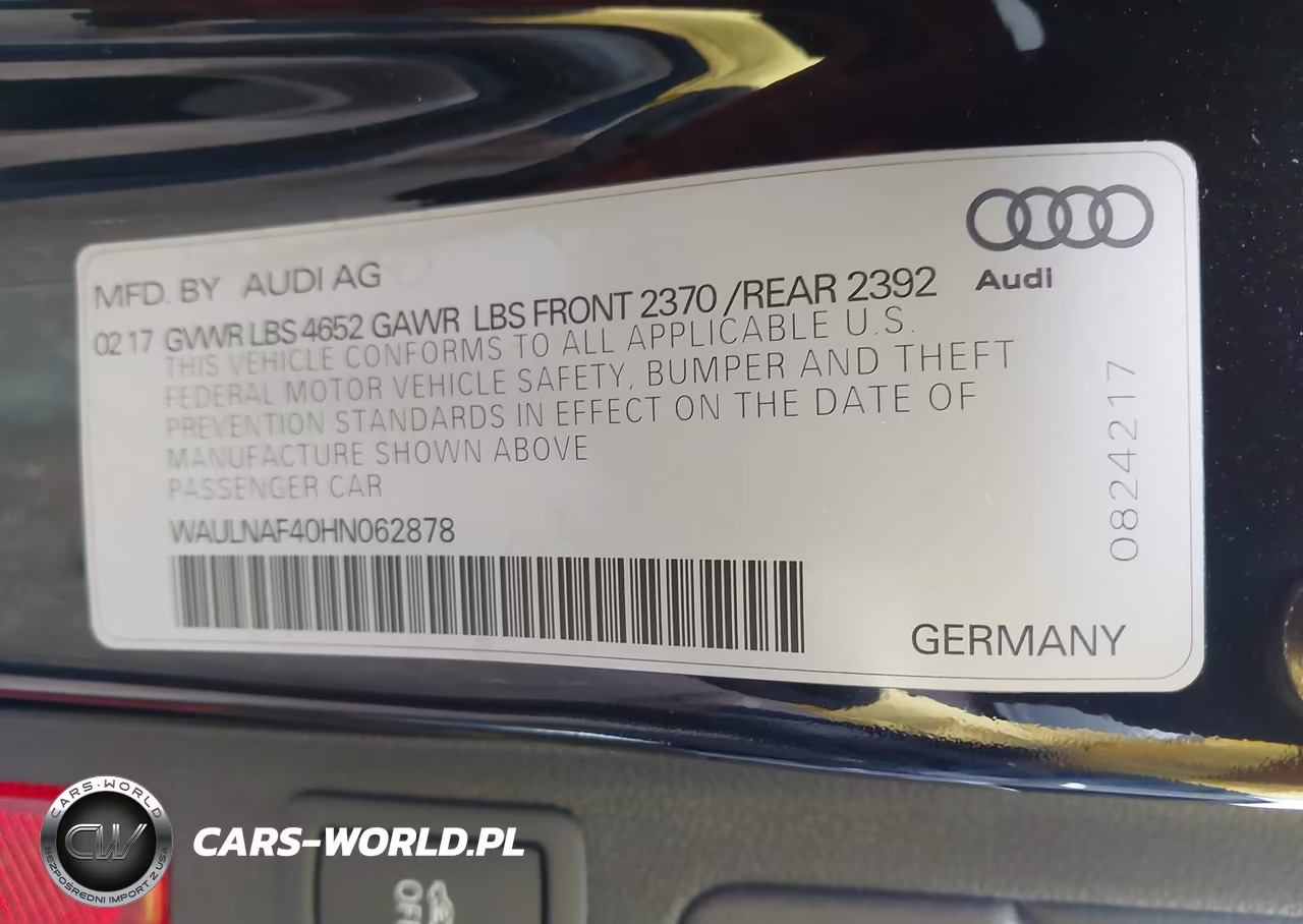 2017 Audi A4 2.0T Premium VIN:WAULNAF40HN062878 - 9