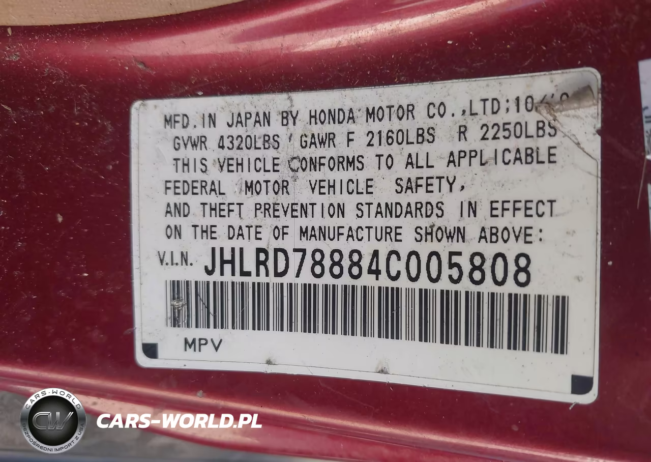 2004 Honda Cr-V Ex VIN:JHLRD78884C005808 - 9