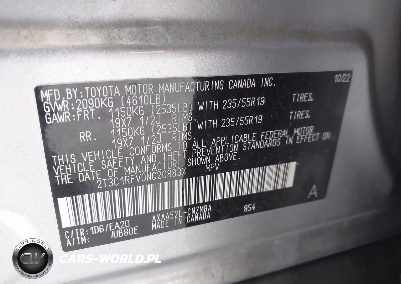 2022 Toyota Rav4 Xle Premium VIN:2T3C1RFV0NC208837 - 9
