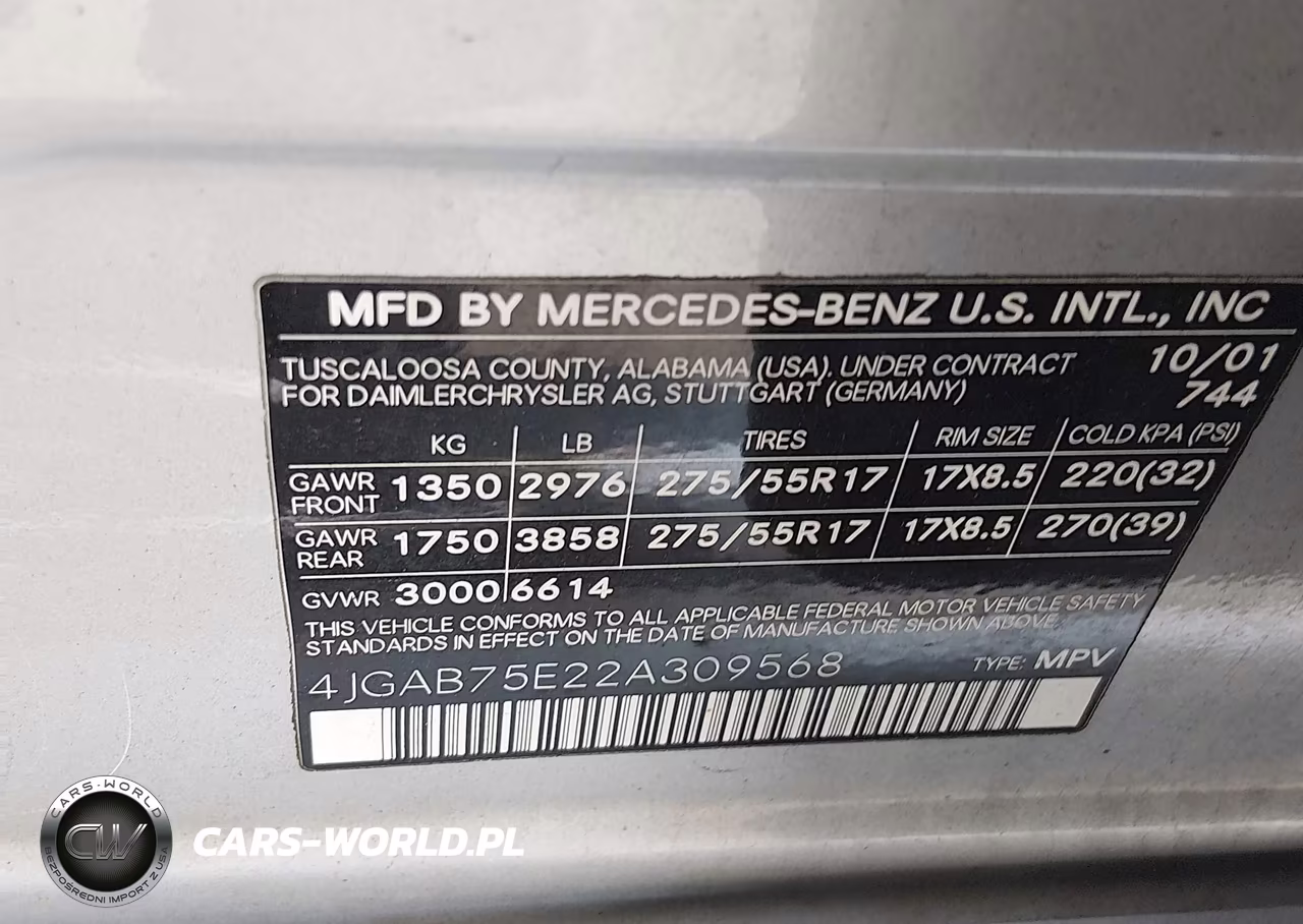2002 Mercedes-Benz Ml 500 VIN:4JGAB75E22A309568 - 9
