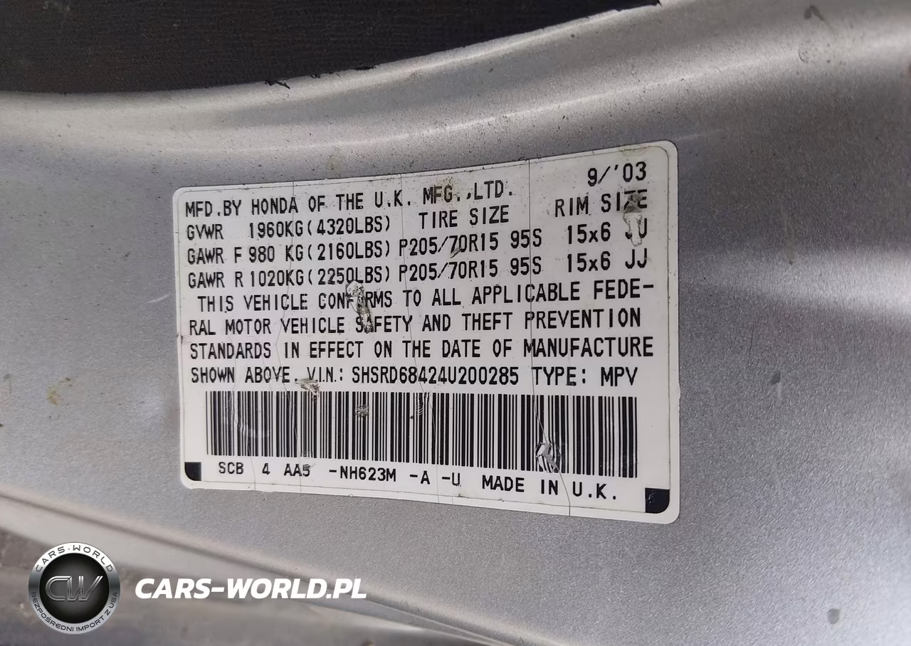 2004 Honda Cr-V Lx VIN:SHSRD68424U200285 - 9