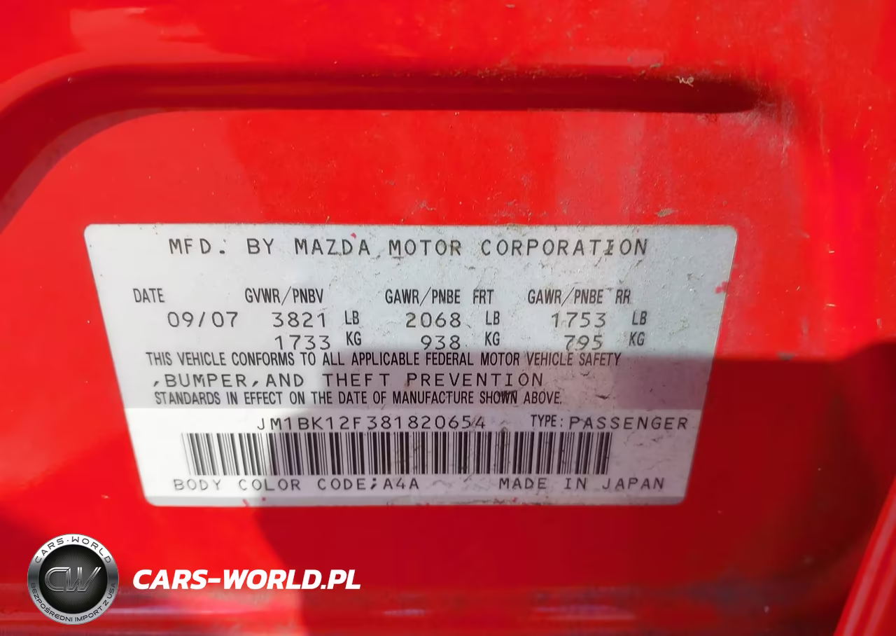 2008 Mazda Mazda3 I Sport VIN:JM1BK12F381820654 - 9