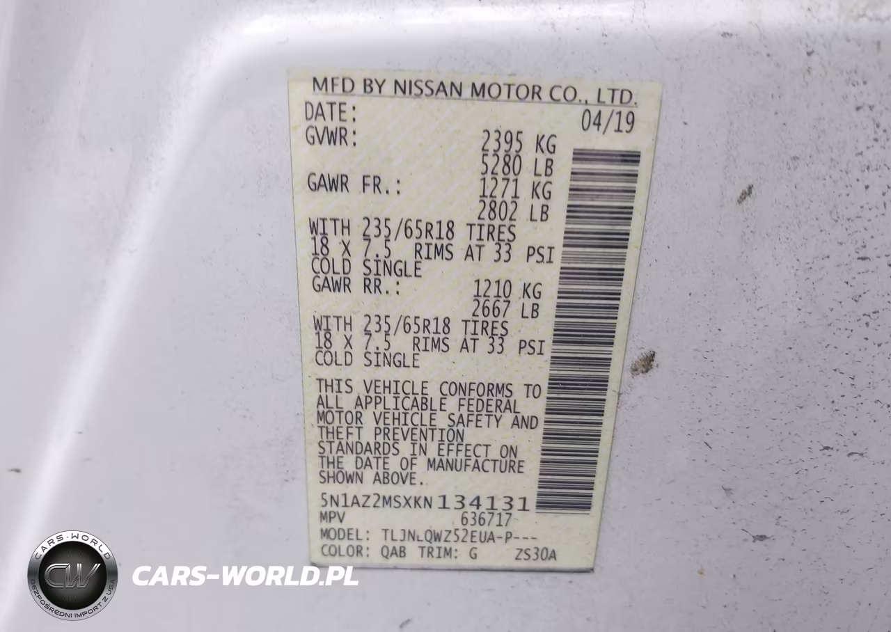 2019 Nissan Murano Sv VIN:5N1AZ2MSXKN134131 - 9