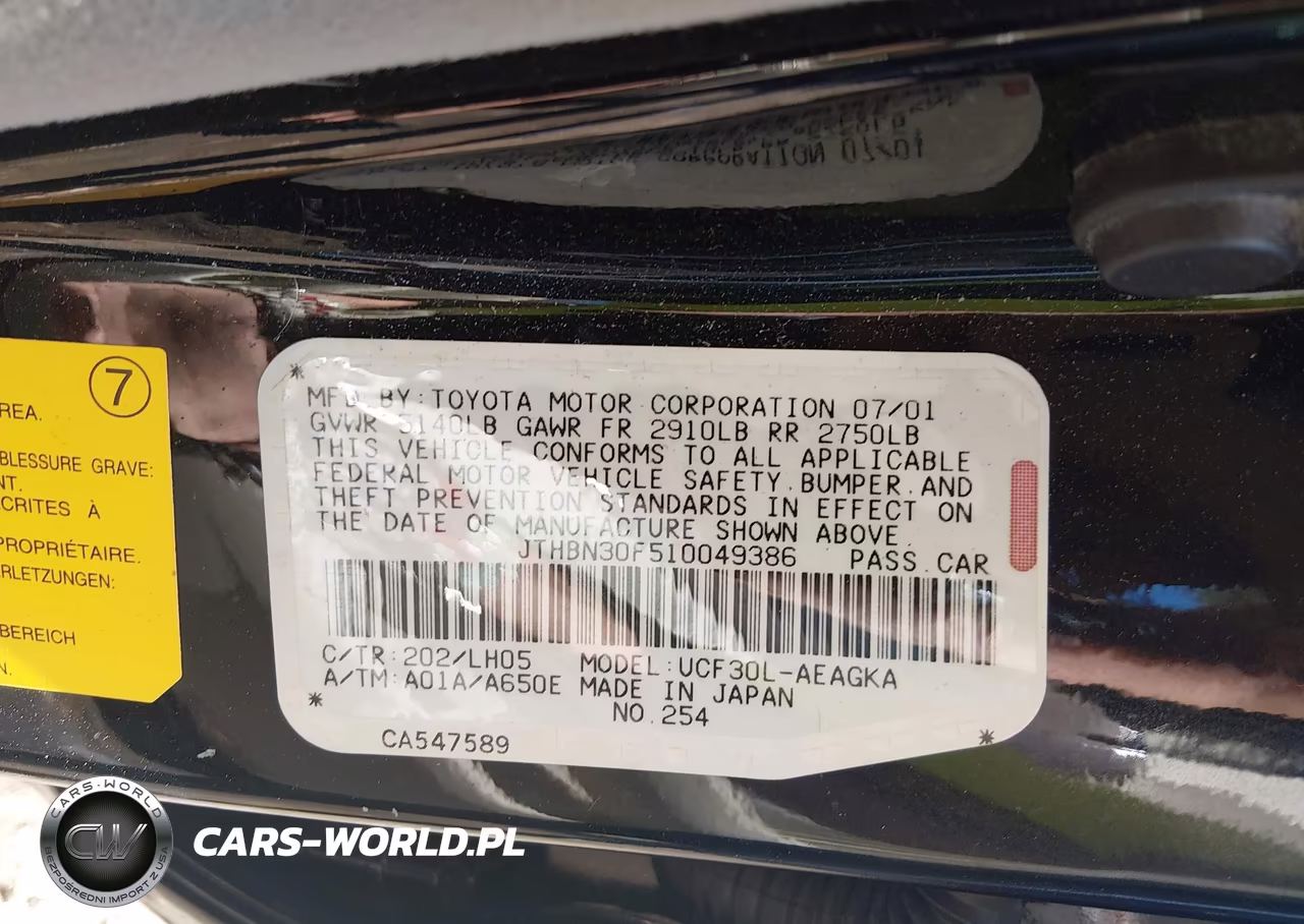 2001 Lexus Ls 430 VIN:JTHBN30F510049386 - 9