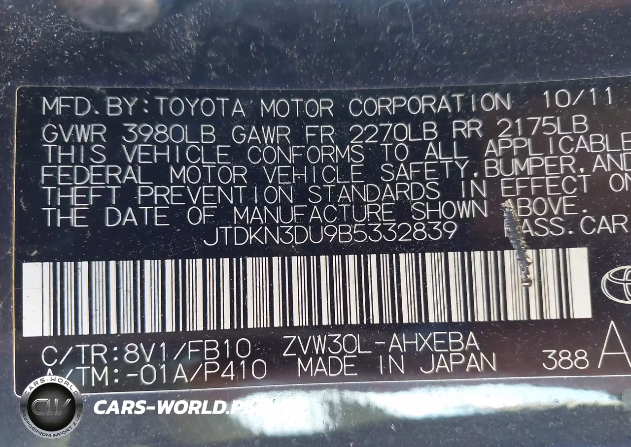 2011 Toyota Prius Two VIN:JTDKN3DU9B5332839 - 9