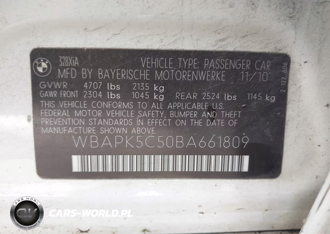 2011 BMW 328I xDrive VIN:WBAPK5C50BA661809 - 9