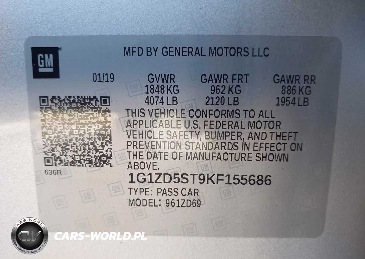 2019 Chevrolet Malibu Lt VIN:1G1ZD5ST9KF155686 - 9