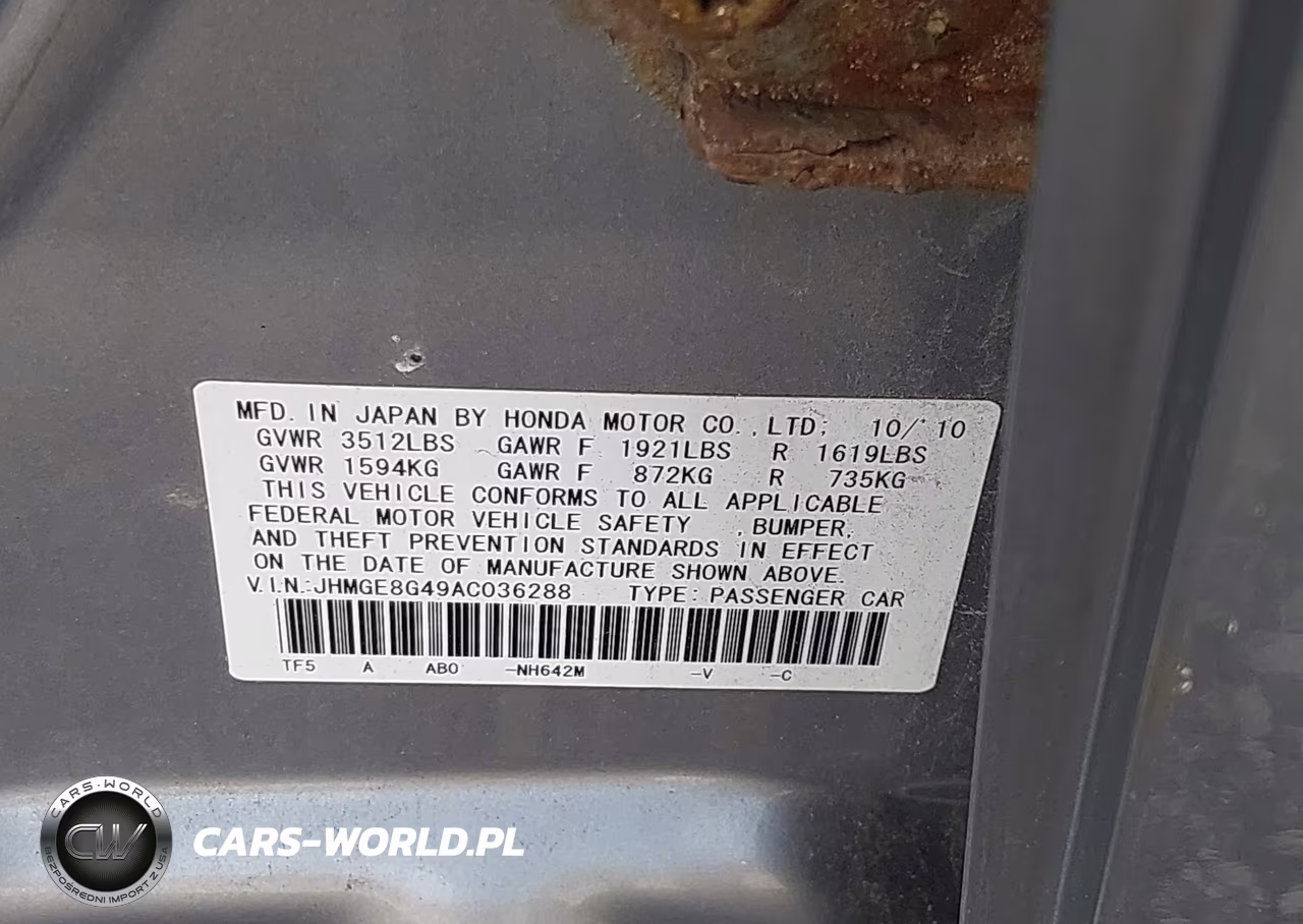 2010 Honda Fit Sport VIN:JHMGE8G49AC036288 - 9