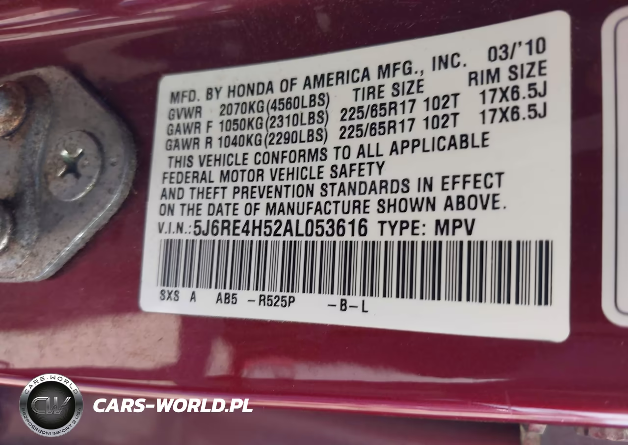 2010 Honda Cr-V Ex VIN:5J6RE4H52AL053616 - 9