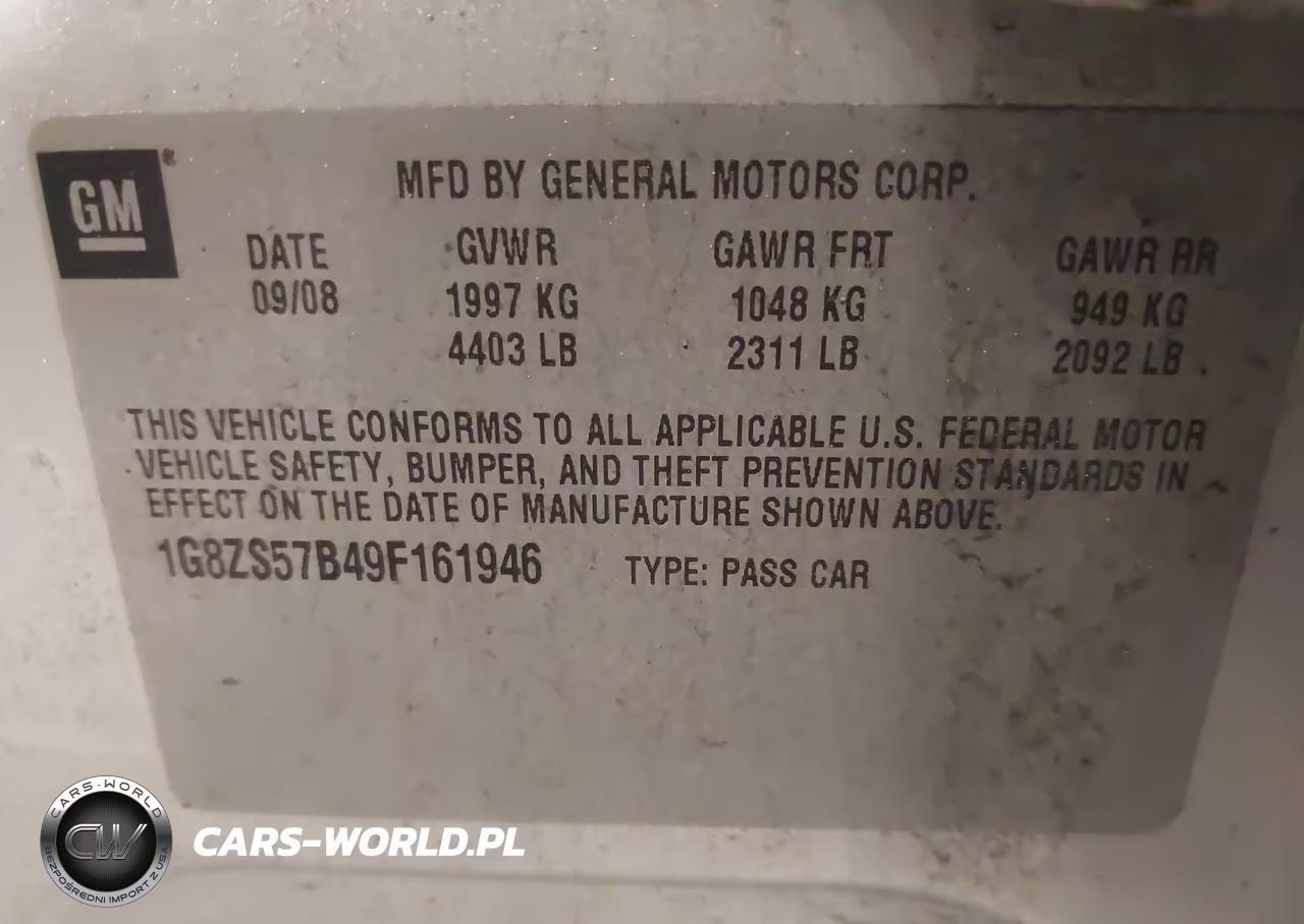 2009 Saturn Aura Xe VIN:1G8ZS57B49F161946 - 9