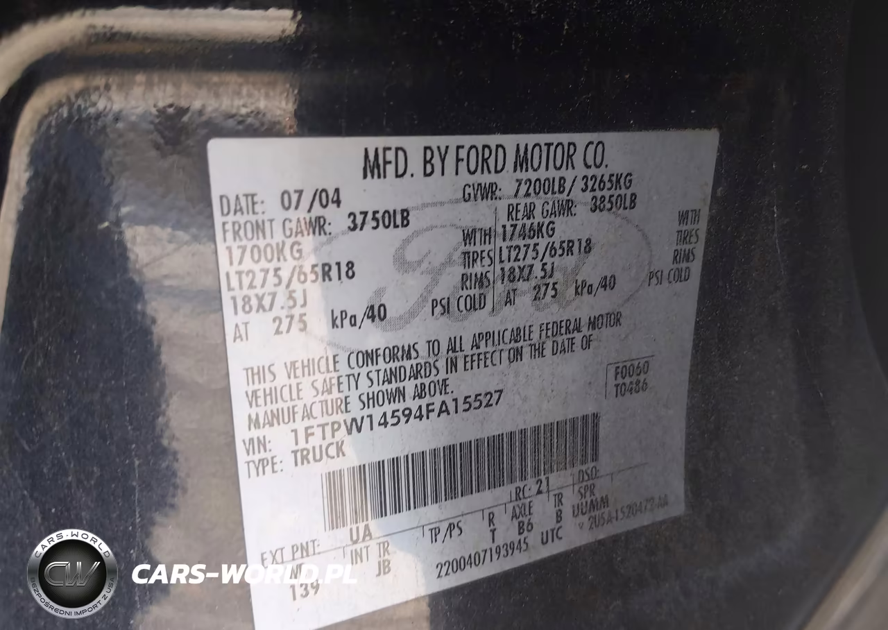 2004 Ford F-150 Fx4-Lariat-Xlt VIN:1FTPW14594FA15527 - 9