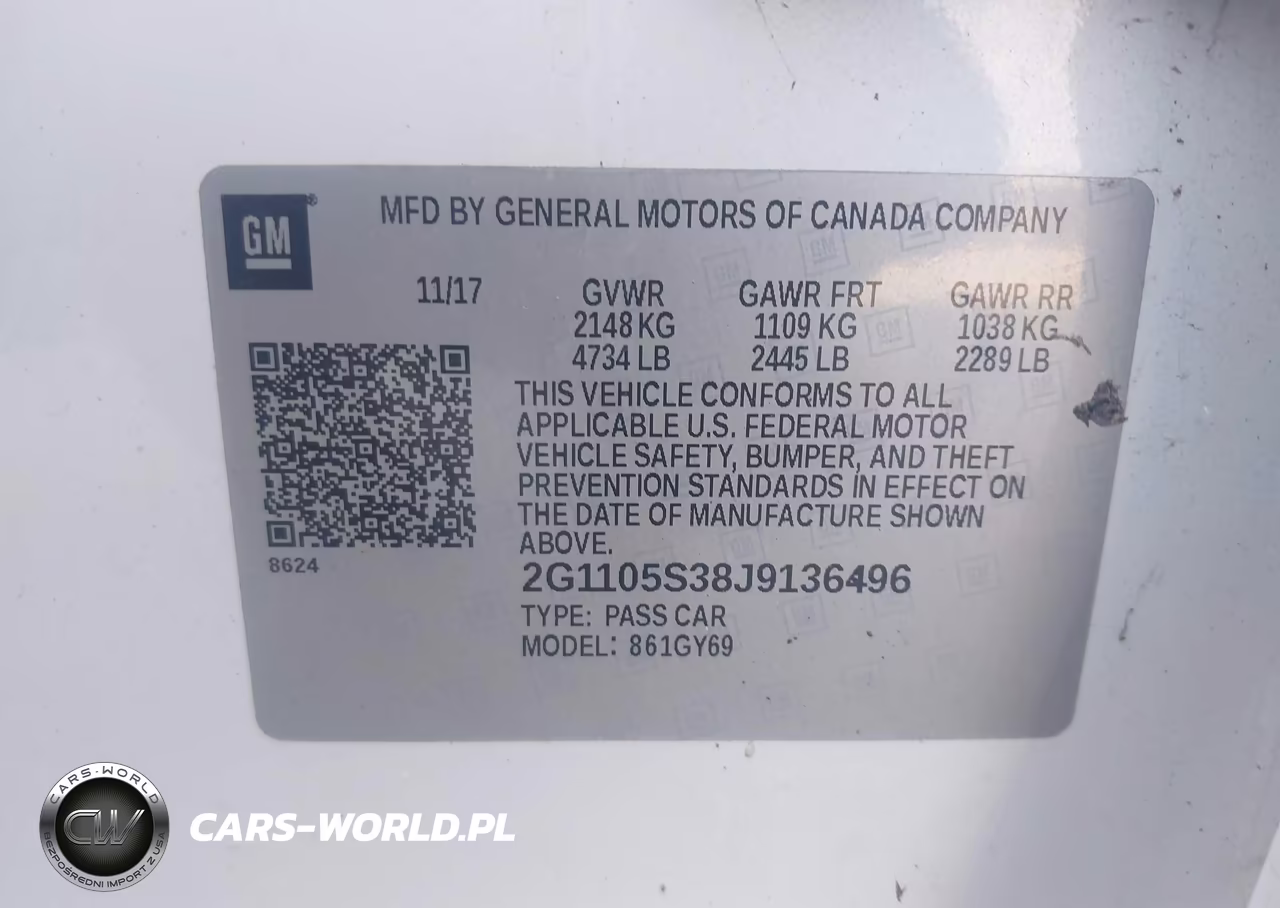 2018 Chevrolet Impala 1Lt VIN:2G1105S38J9136496 - 9