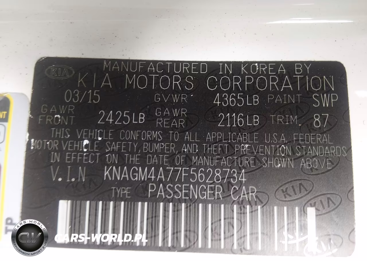 2015 Kia Optima Lx VIN:KNAGM4A77F5628734 - 9