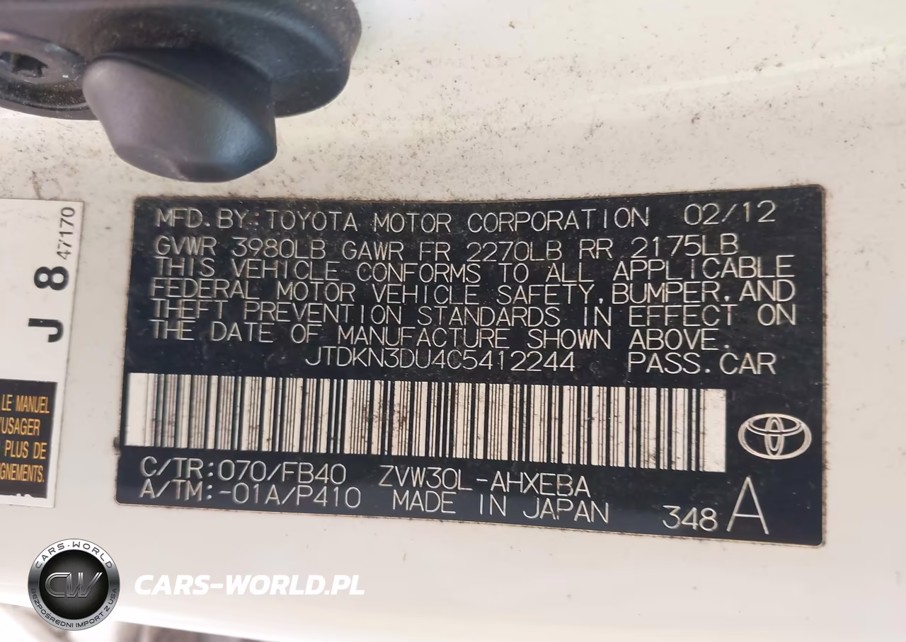 2012 Toyota Prius Two VIN:JTDKN3DU4C5412244 - 9