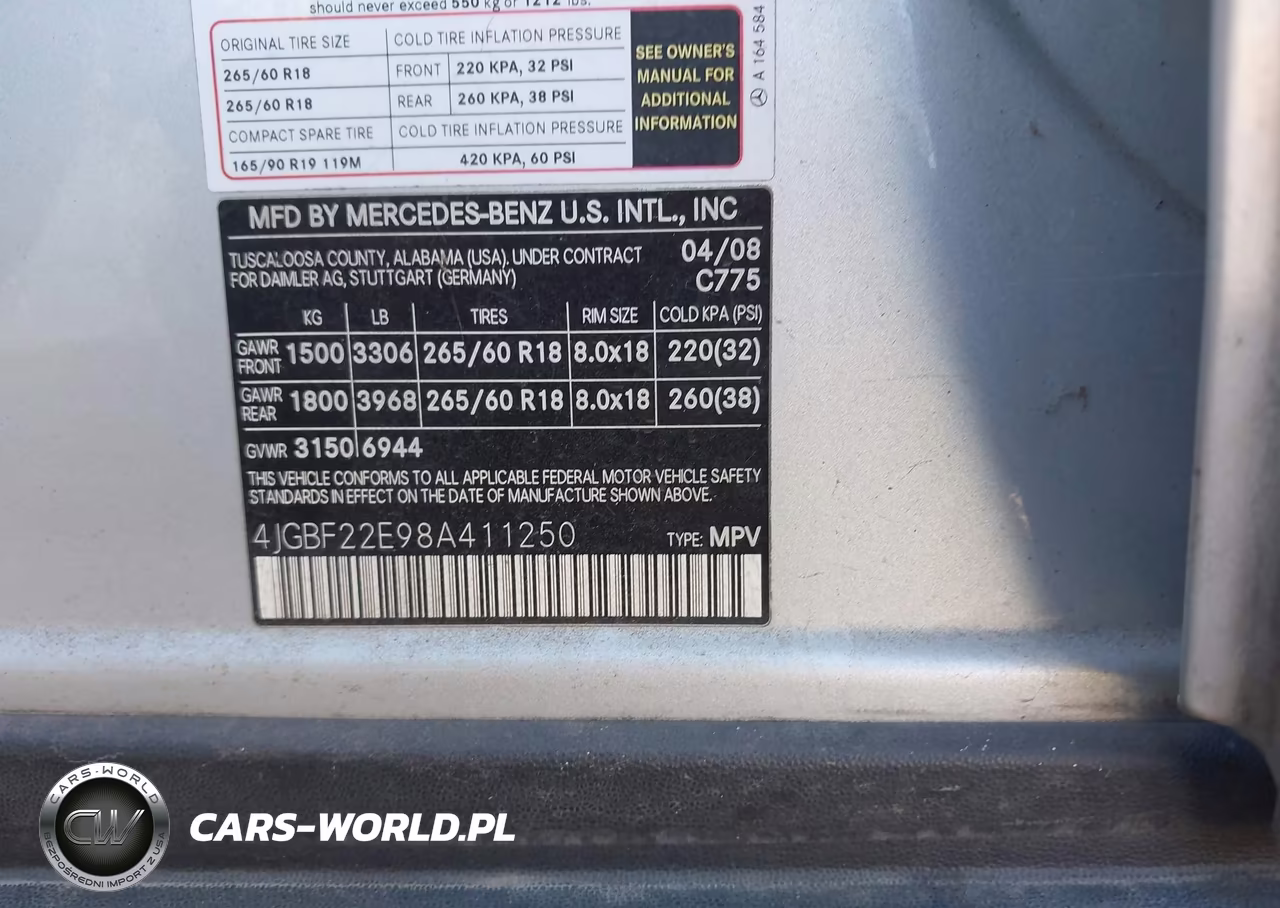 2008 Mercedes-Benz Gl 320 Cdi 4Matic VIN:4JGBF22E98A411250 - 9