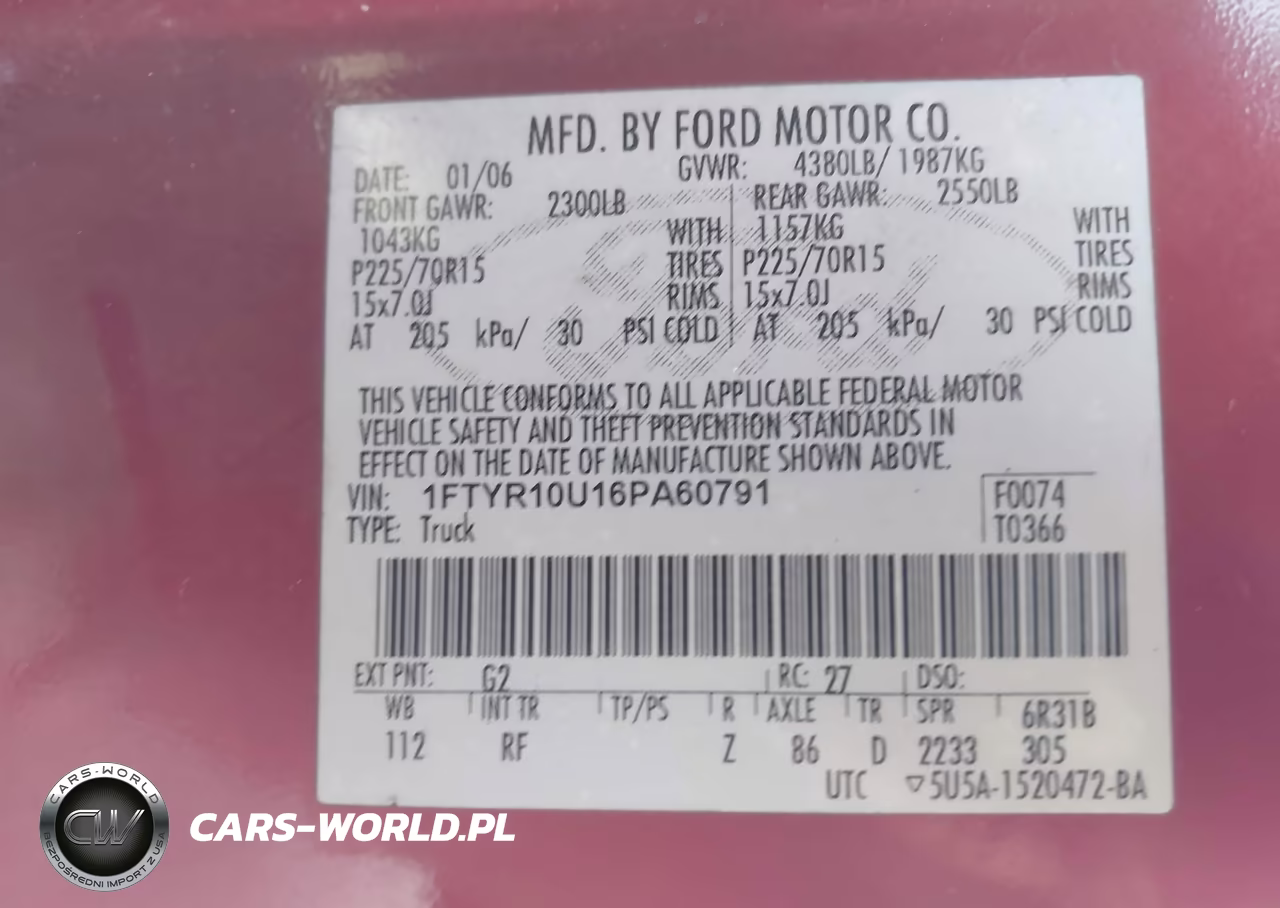 2006 Ford Ranger Sport-Stx-Xl-Xlt VIN:1FTYR10U16PA60791 - 9