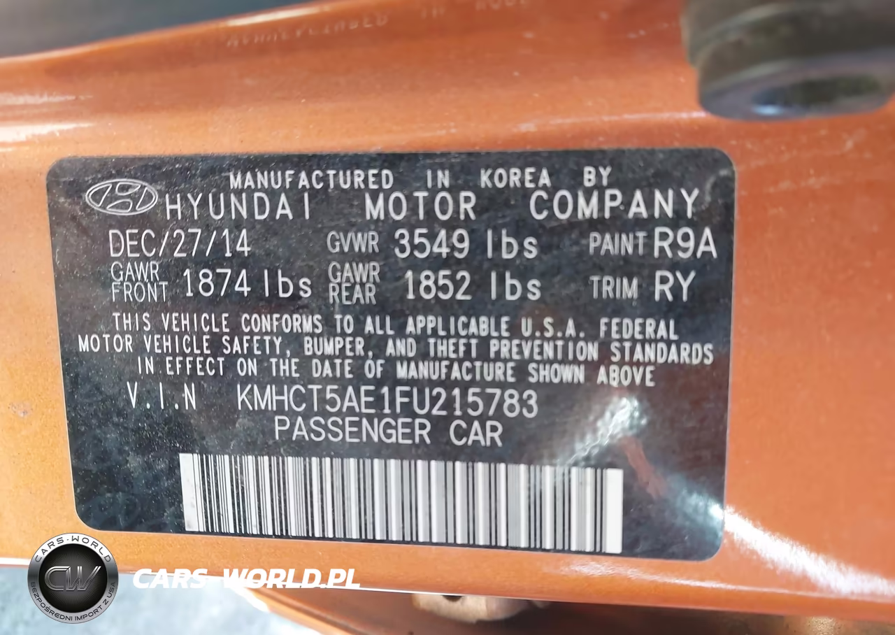 2015 Hyundai Accent Gs VIN:KMHCT5AE1FU215783 - 9