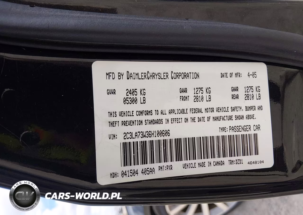 2006 Chrysler 300C Srt8 VIN:2C3LA73W36H100606 - 9