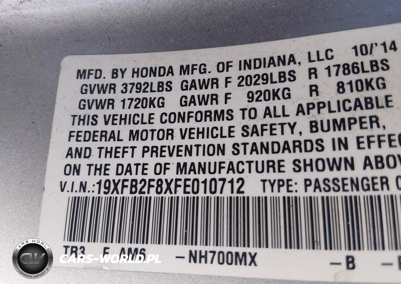 2015 Honda Civic Ex VIN:19XFB2F8XFE010712 - 9