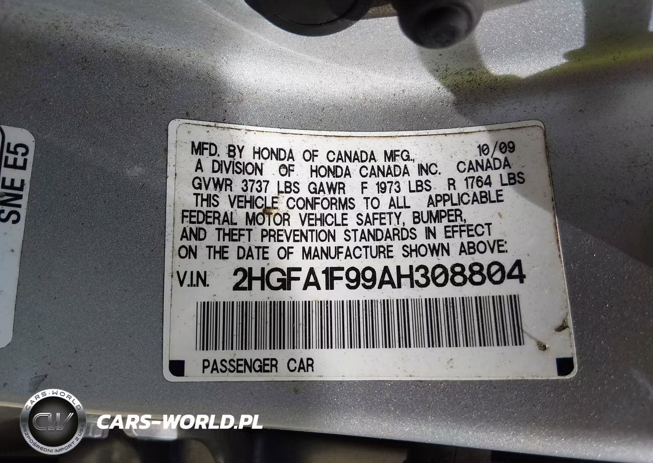 2010 Honda Civic Ex-L VIN:2HGFA1F99AH308804 - 9